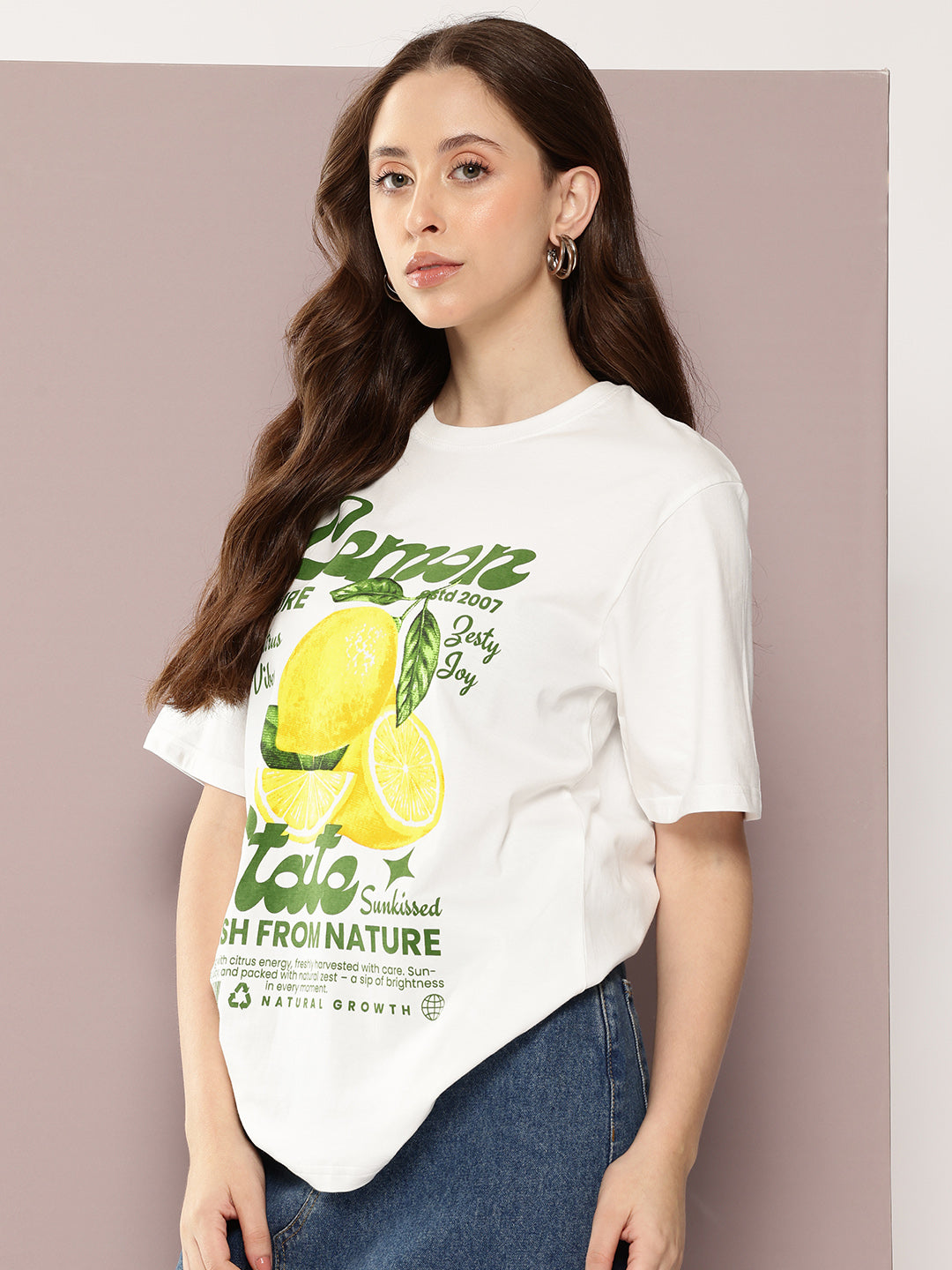 Womens Half Sleeve Round Neck Printed Oversized Fit Tshirts