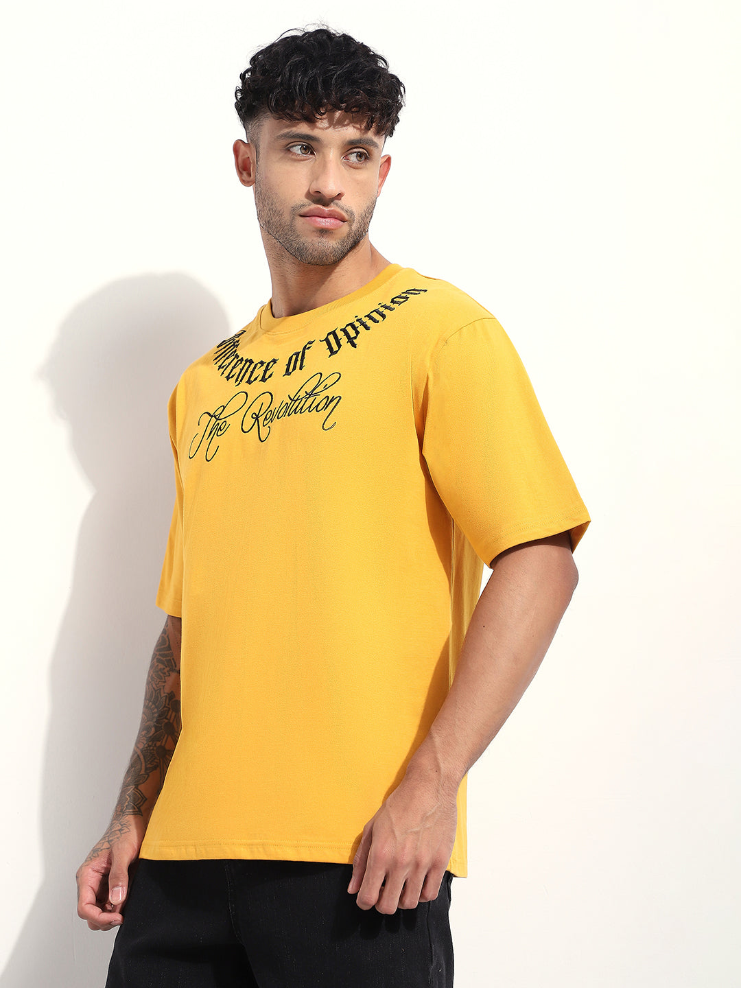 Mens Half Sleeve Round Neck Embroidered Oversized Fit Tshirts