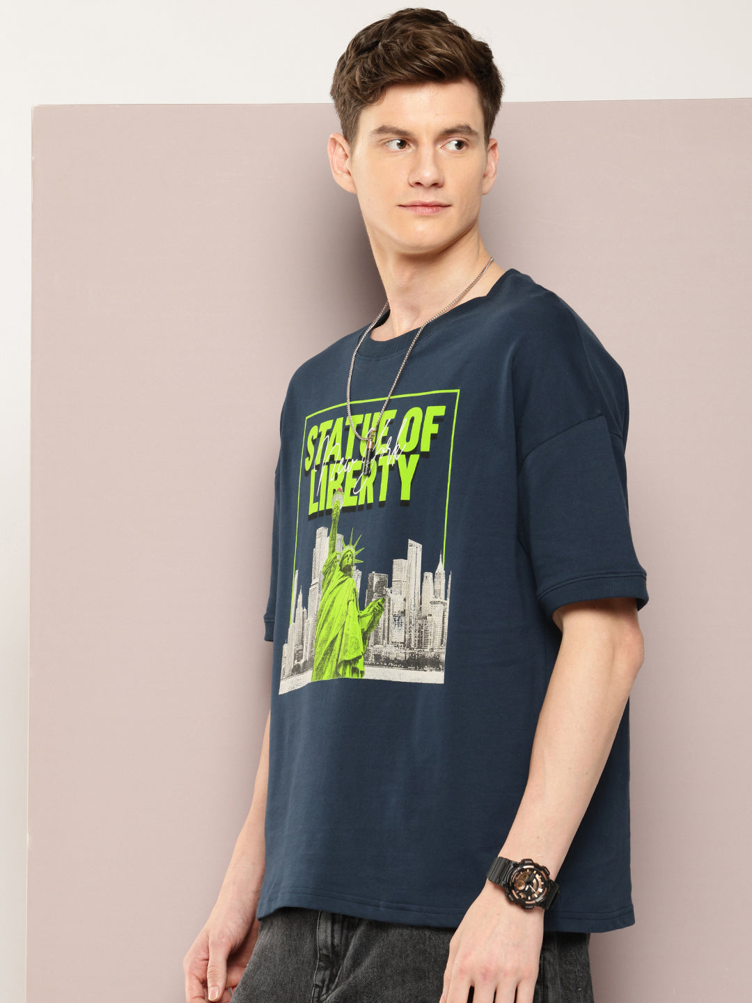 Mens Half Sleeve Round Neck Printed Oversized Fit Tshirts