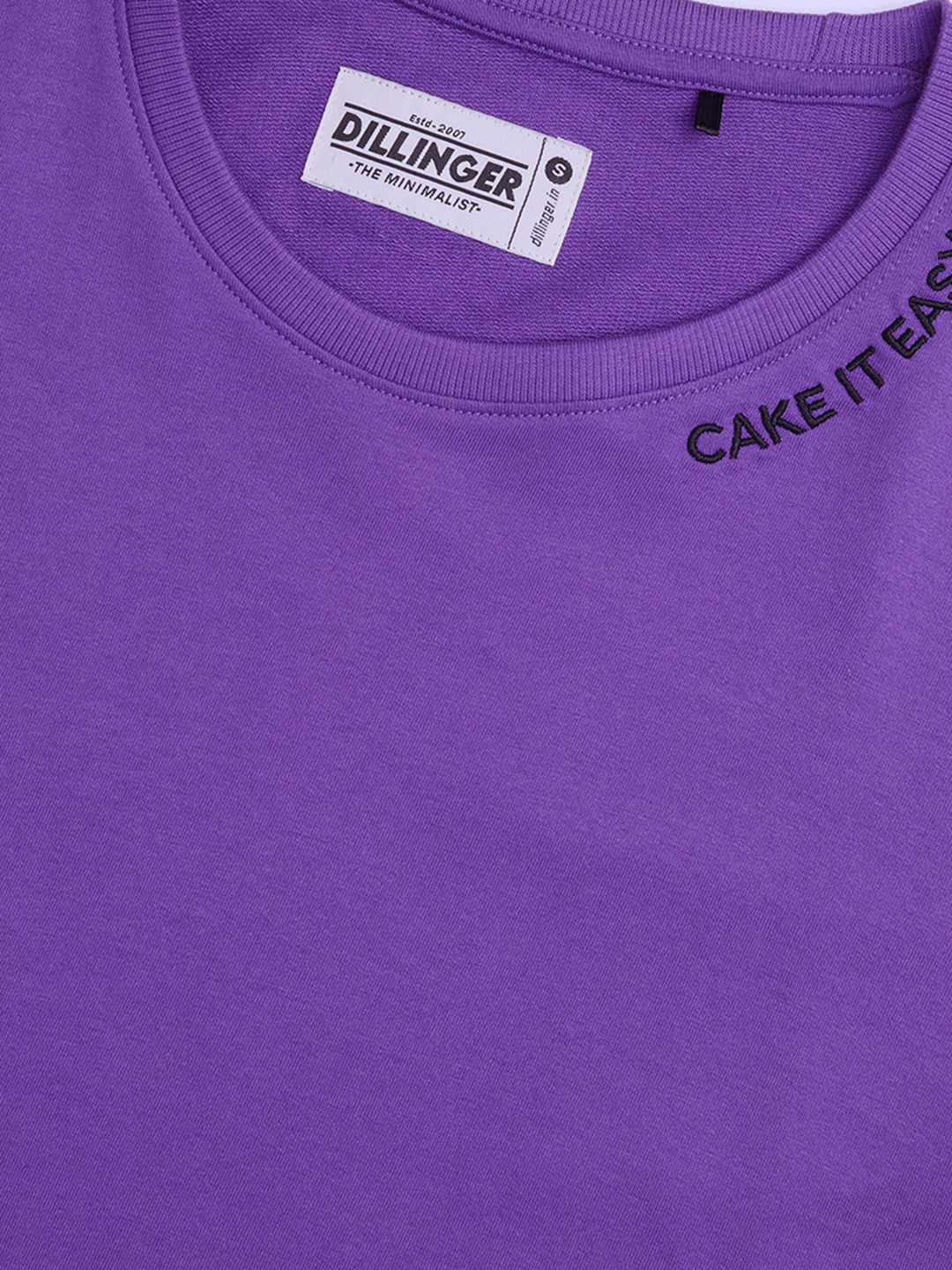 Womens Embroidery Boxy Regular Fit French Terry Cotton Tshirt