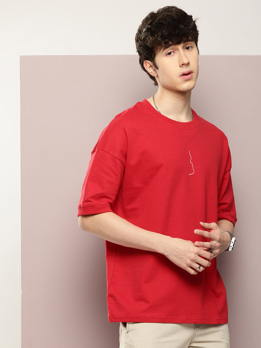 Mens Half Sleeve Round Neck All-Over Printed Oversized Fit Tshirts
