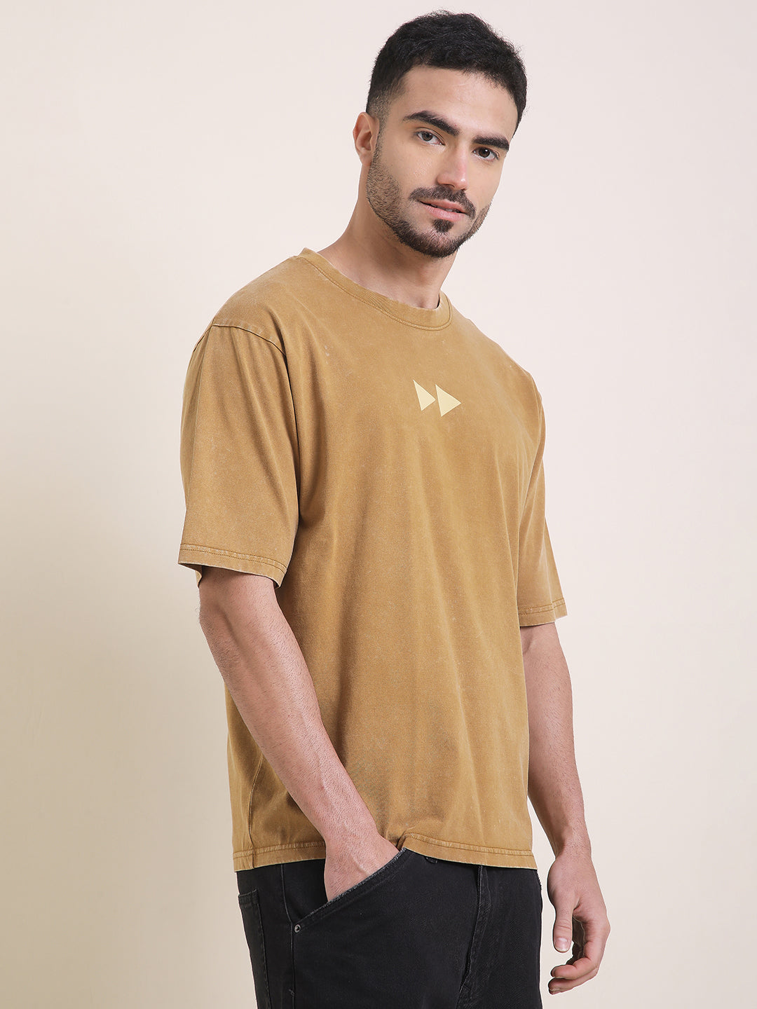 Mens Half Sleeve Round Neck Back Printed Oversized Fit Tshirts