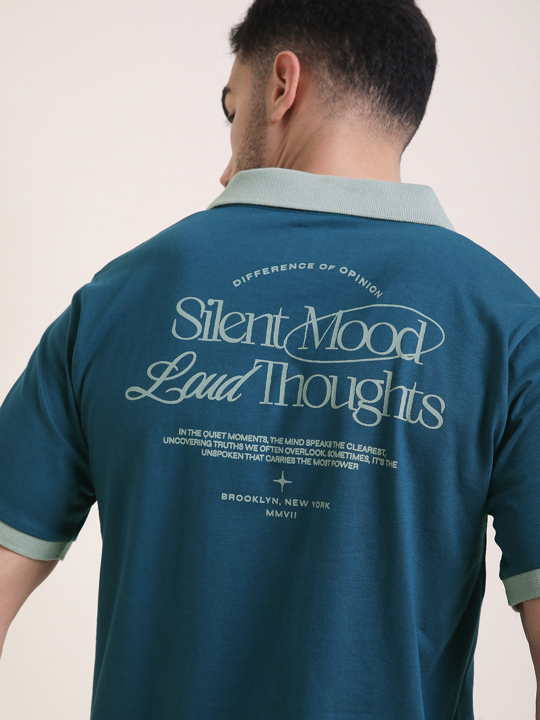 Mens Half Sleeve Polo Neck Back Printed Relaxed Fit Tshirts