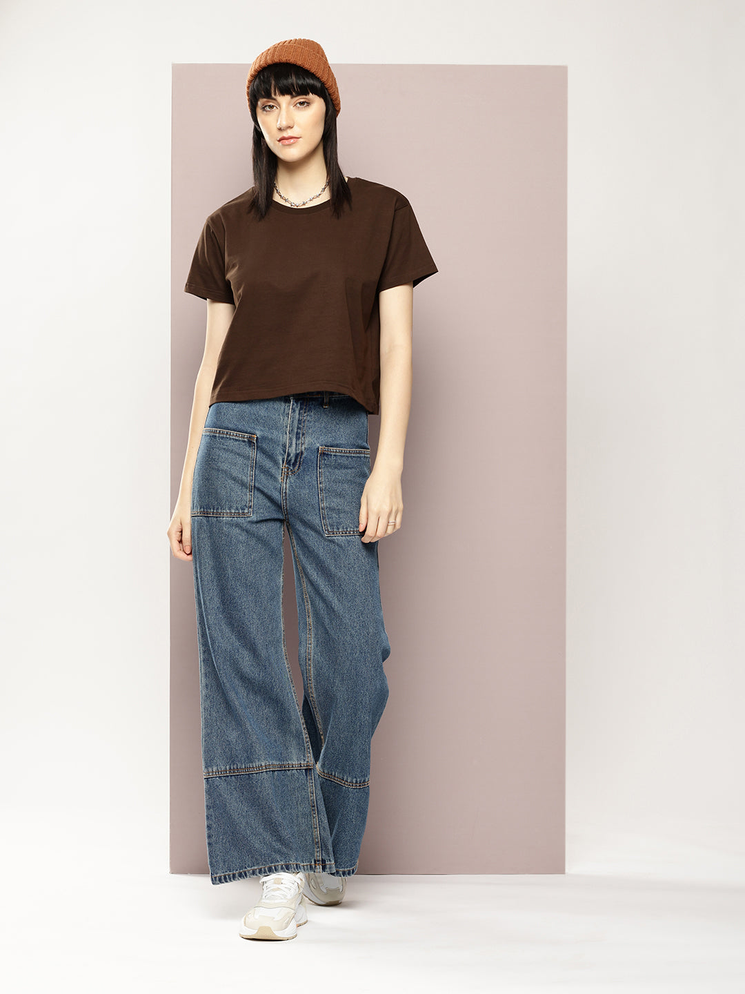 Womens Half Sleeve Round Neck Solid Boxy Fit Tshirts