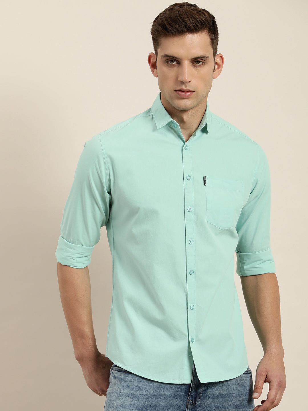 Mens Plain Full Sleeve Shirt With Pocket