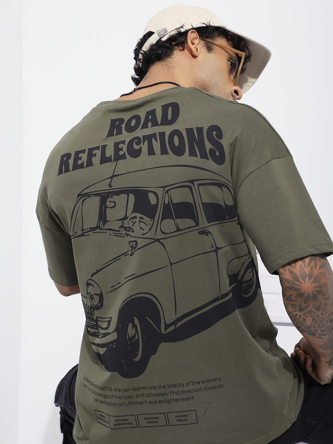 Mens Half Sleeve Drop Shoulder Printed Oversized Fit T-Shirts