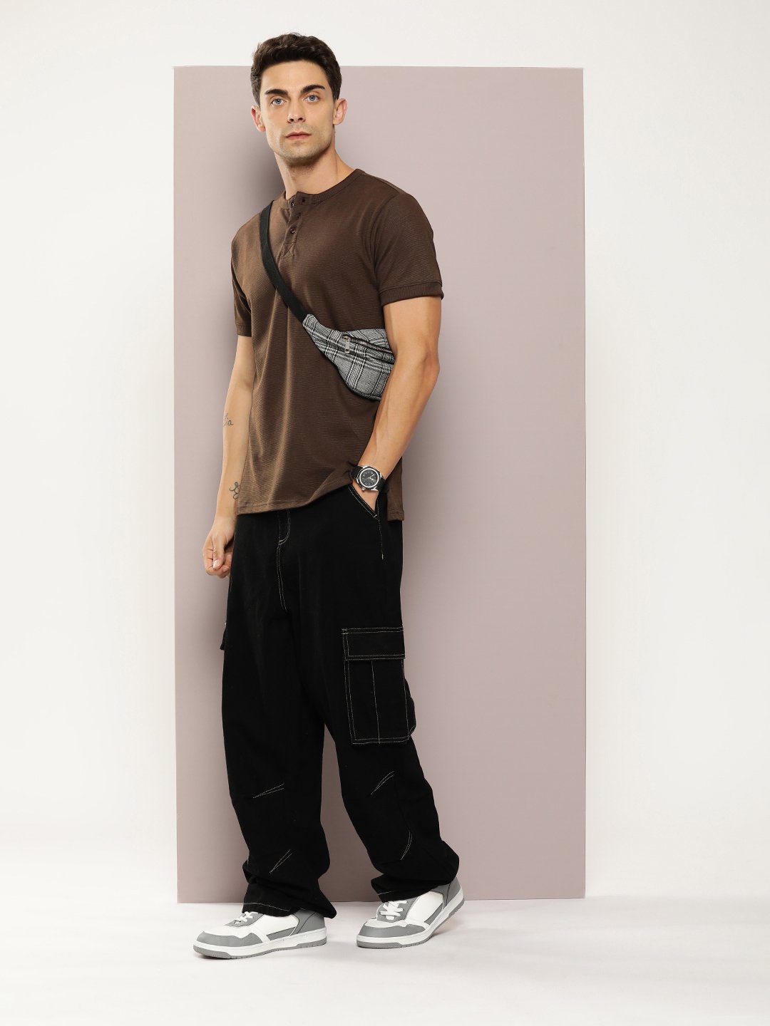 Mens Half Sleeve Henley Neck Regular Fit T-Shirts