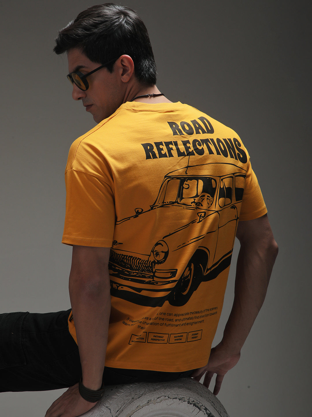 Mens Half Sleeve Drop Shoulder Printed Oversized Fit T-Shirts