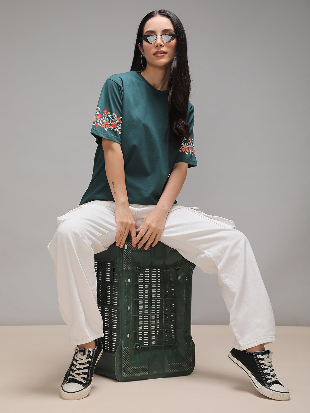 Womens Half Sleeve Round Neck Printed Oversized Fit Tshirts