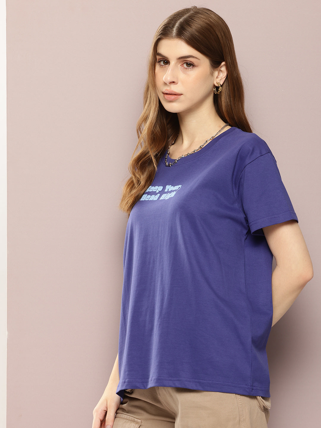 Womens Half Sleeve Round Neck Printed Boxy Fit Tshirts