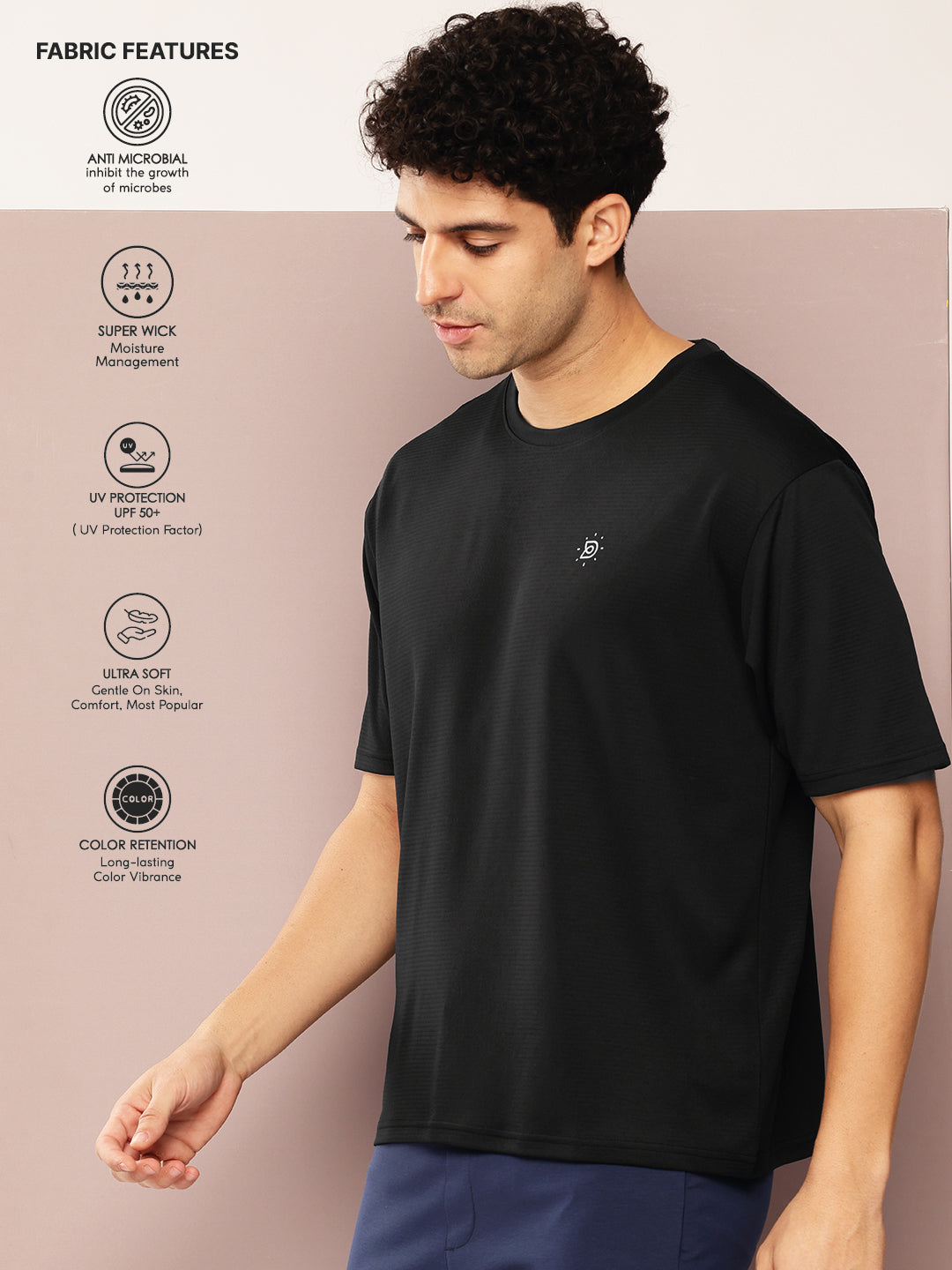 Mens Short Sleeve Round Neck Oversized Polyster Tshirt