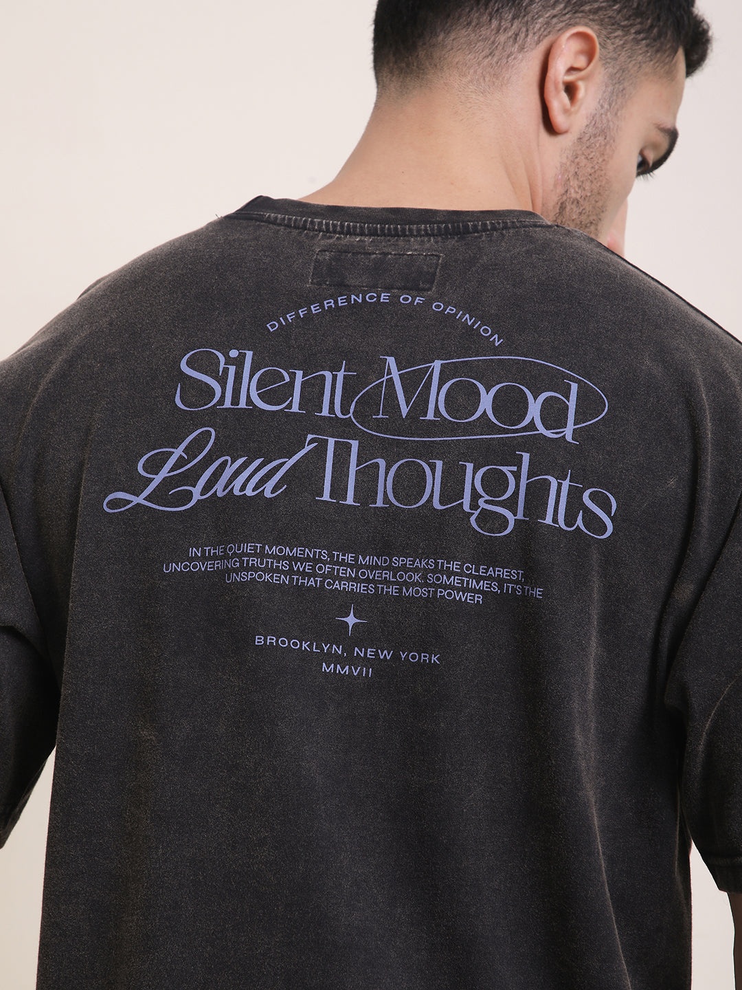 Mens Half Sleeve Round Neck Back Printed Oversized Fit Tshirts