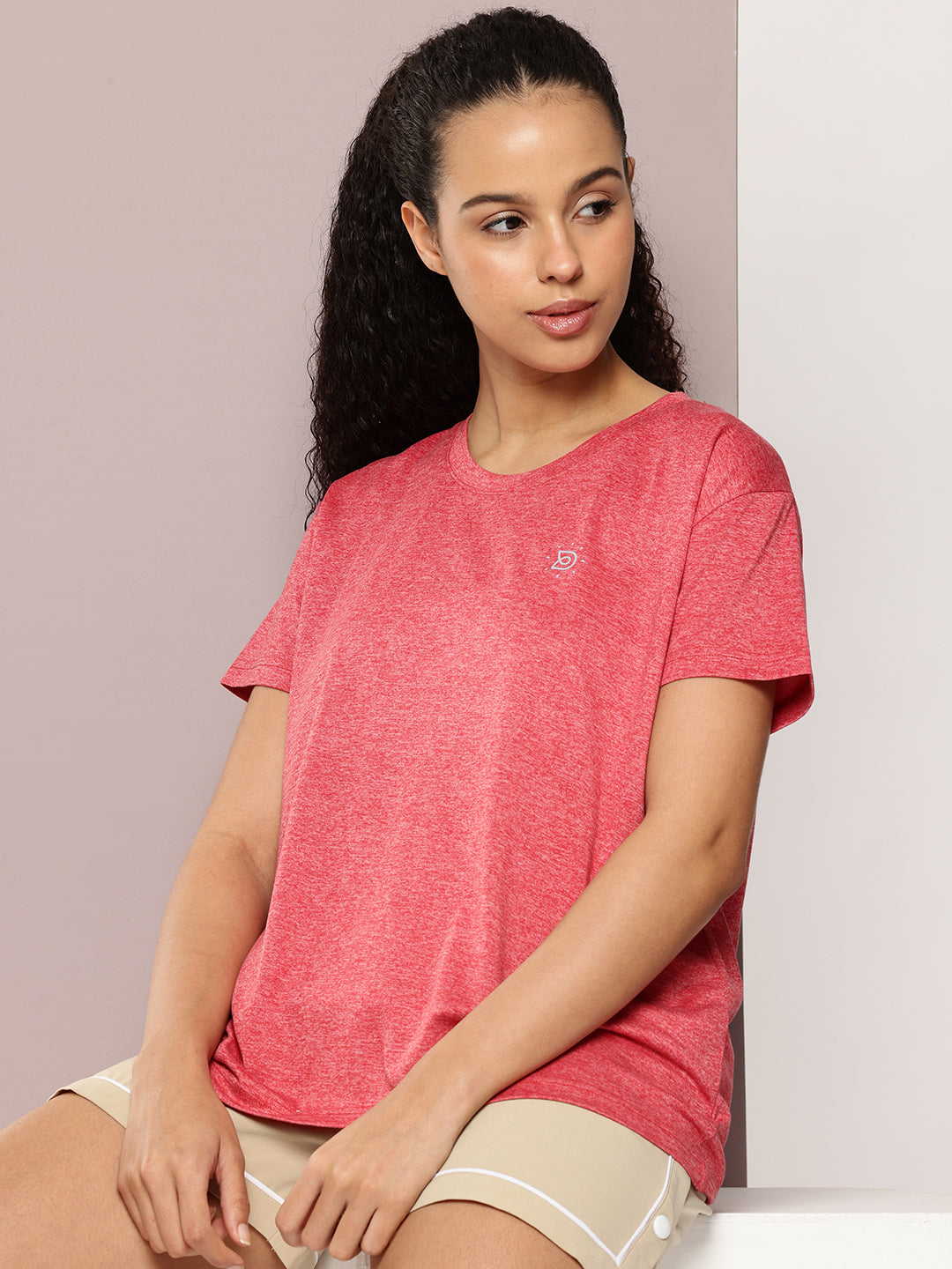 Womens Half Sleeve Round Neck Solid Boxy Fit Tshirts