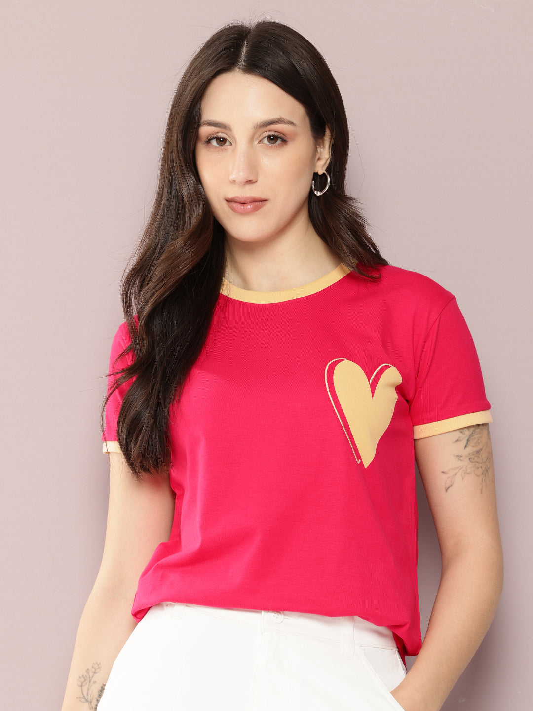 Womens Half Sleeve Round Neck Embroidered Regular Fit Tshirts