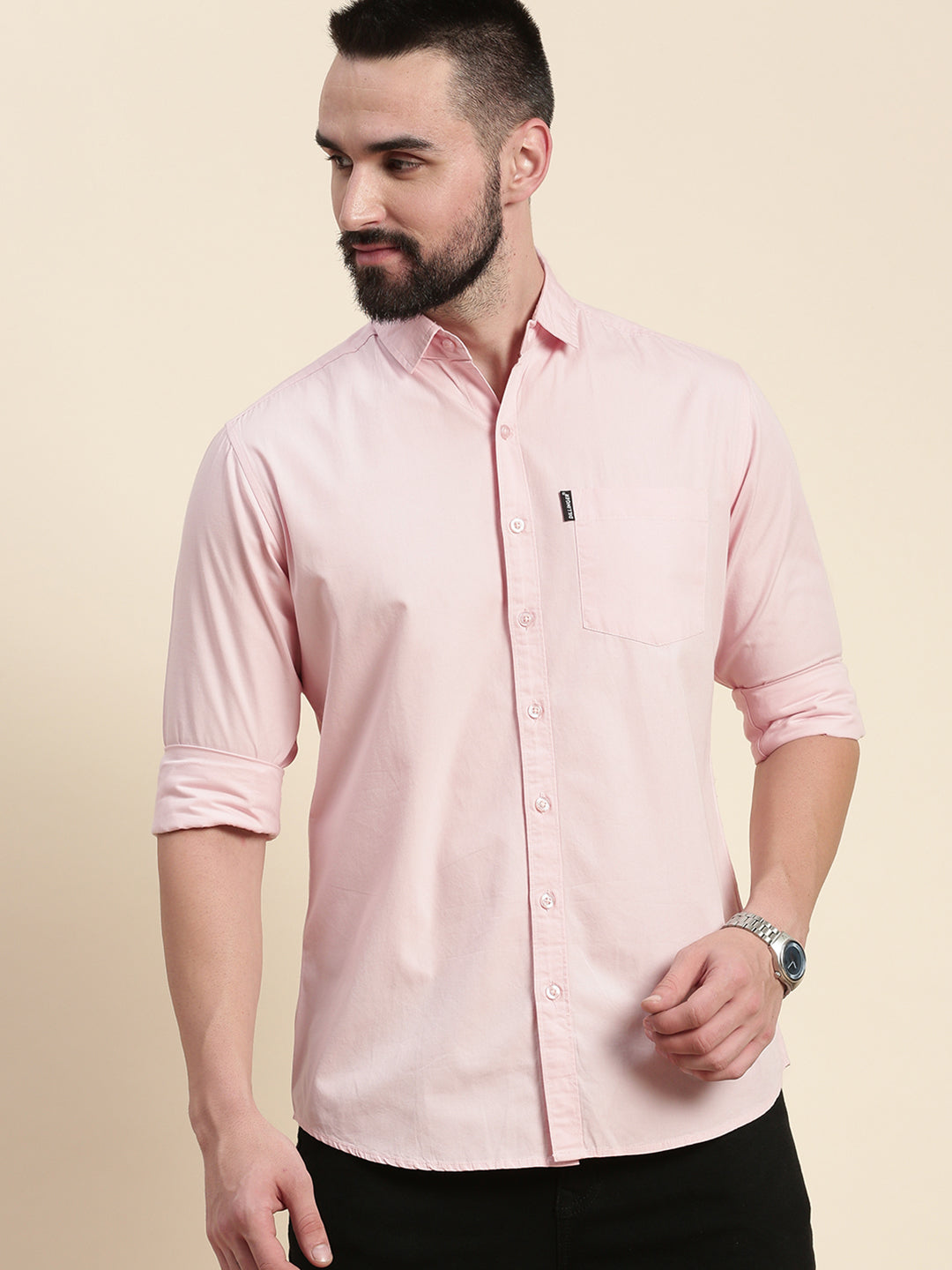 Mens Plain Full Sleeve Shirt With Pocket