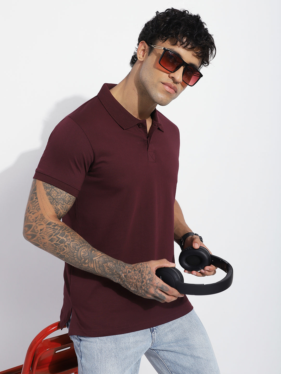 Mens Half Sleeve Polo Neck Solid Regular Fit Tshirts