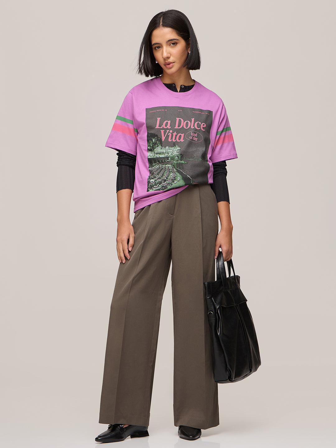 Womens Printed Oversized Fit Cotton T-Shirt