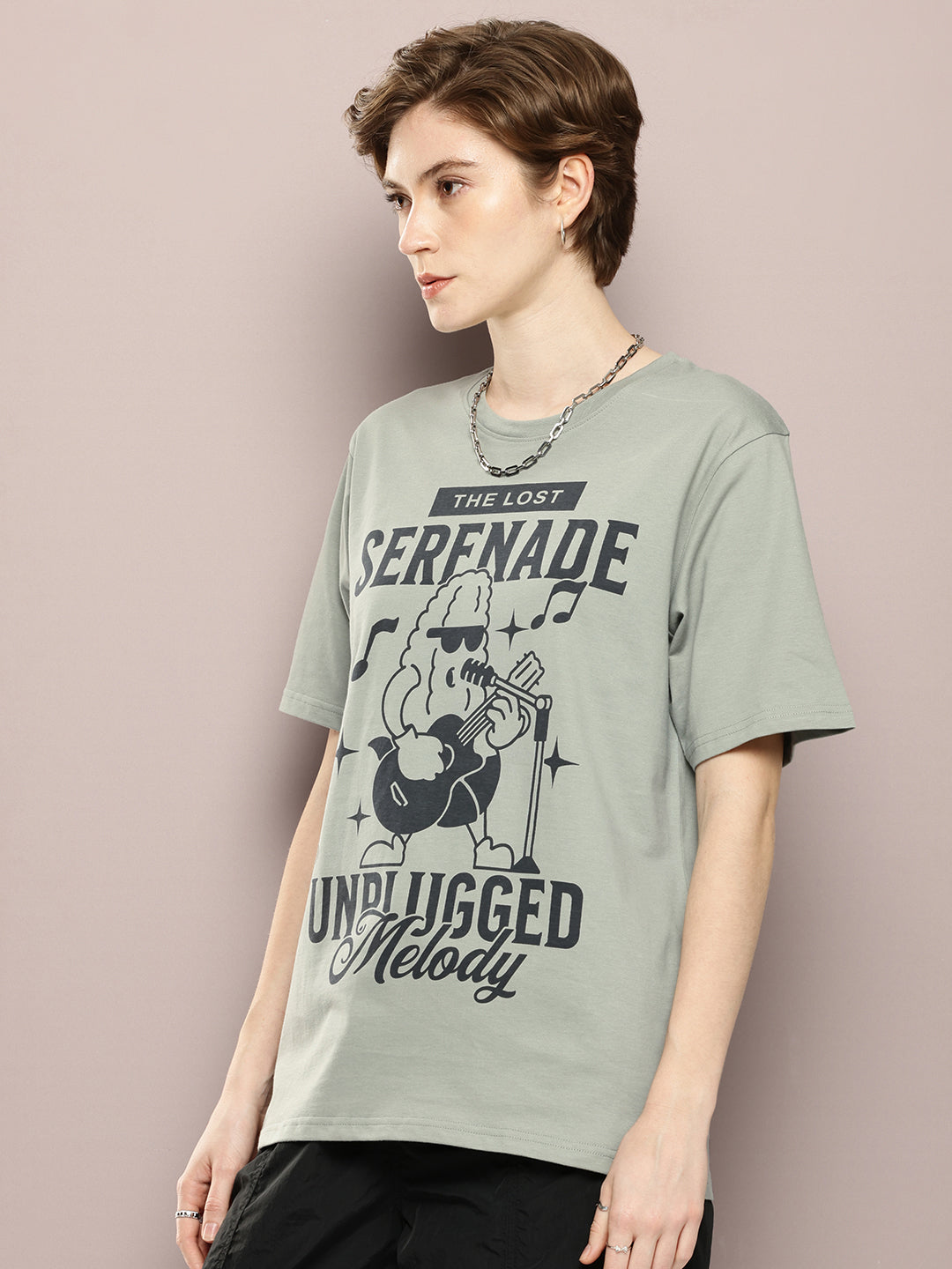 Womens Half Sleeve Round Neck Printed Oversized Fit Tshirts