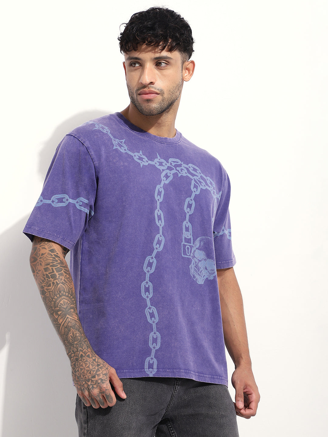 Mens Half Sleeve Round Neck Printed Oversized Fit Tshirts