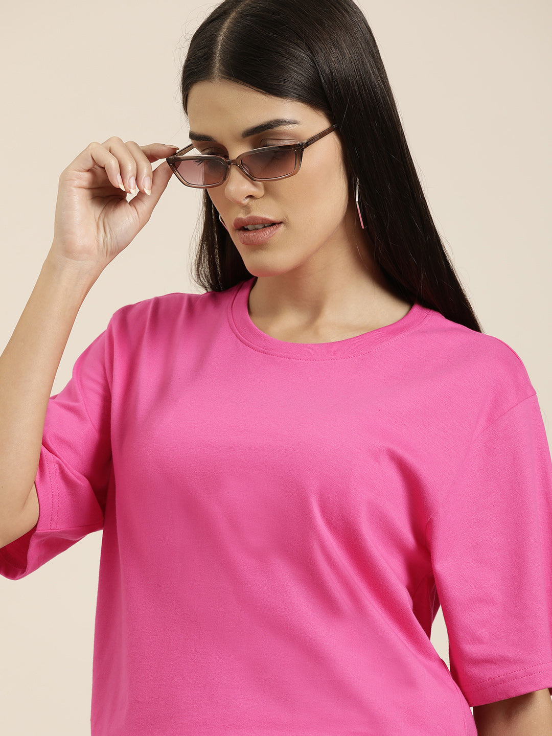 Womens Half Sleeve Round Neck Oversized Fit T-Shirts