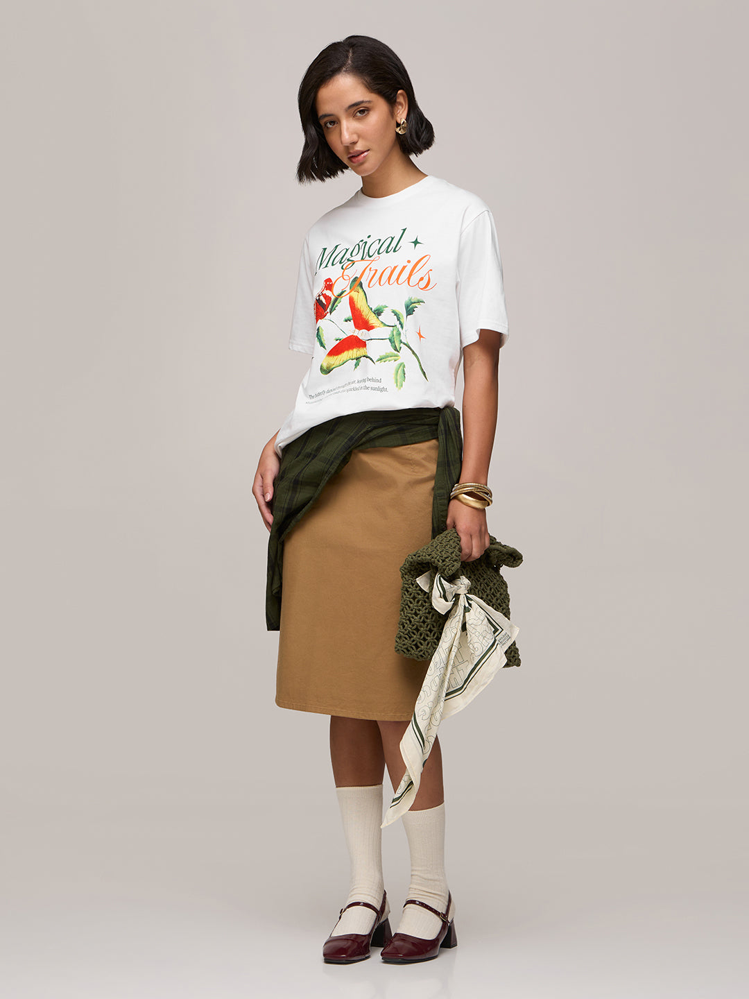 Womens Printed Oversized Fit Cotton T-Shirt