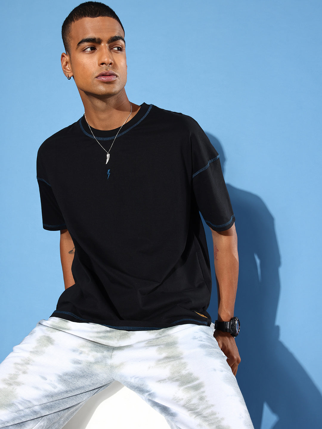 Mens Half Sleeve Drop Shoulder Plain Oversized Fit T-Shirts