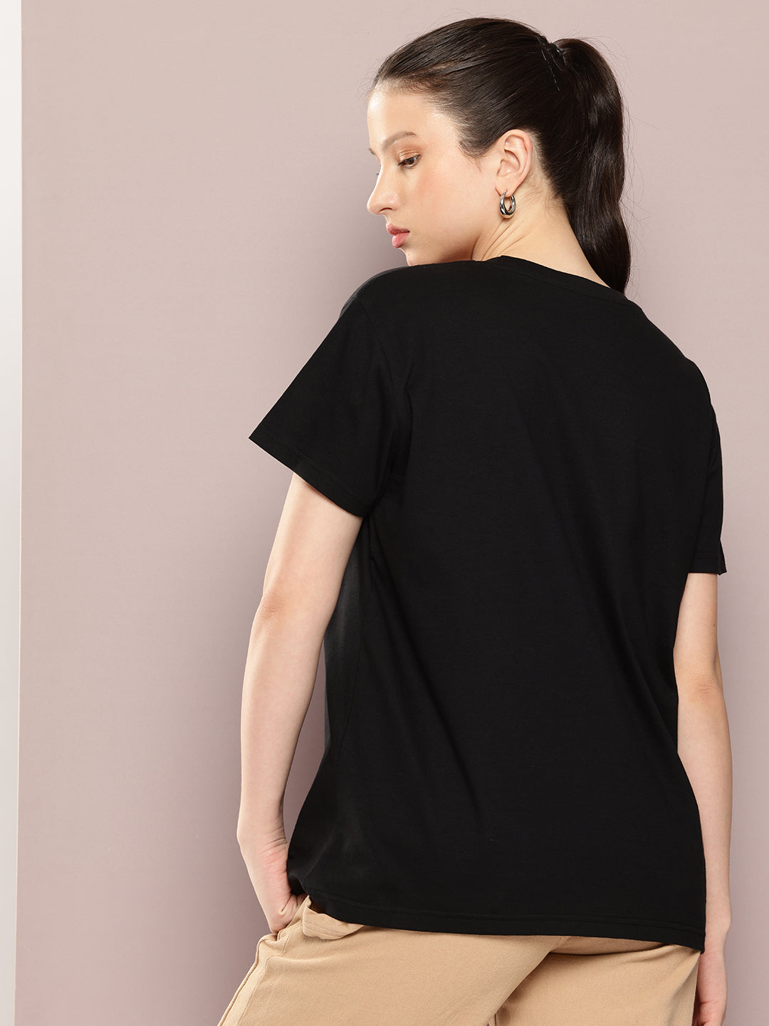 Womens Half Sleeve Round Neck Embroidery Boxy Fit Tshirts