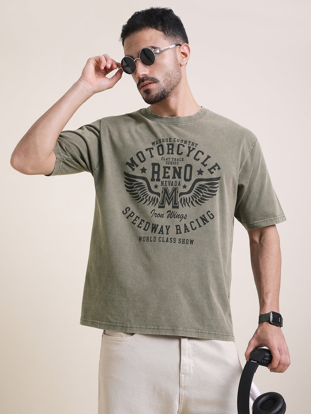 Mens Half Sleeve Round Neck Printed Oversized Fit Tshirts