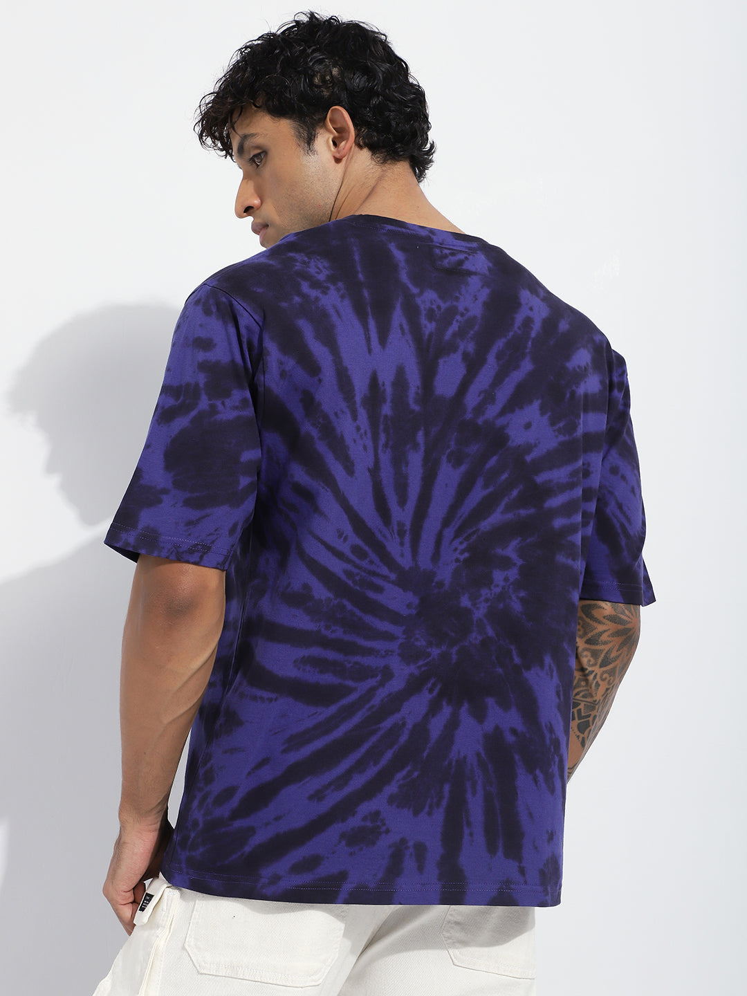 Mens Half Sleeve Round Neck Striped Oversized Fit Tshirts