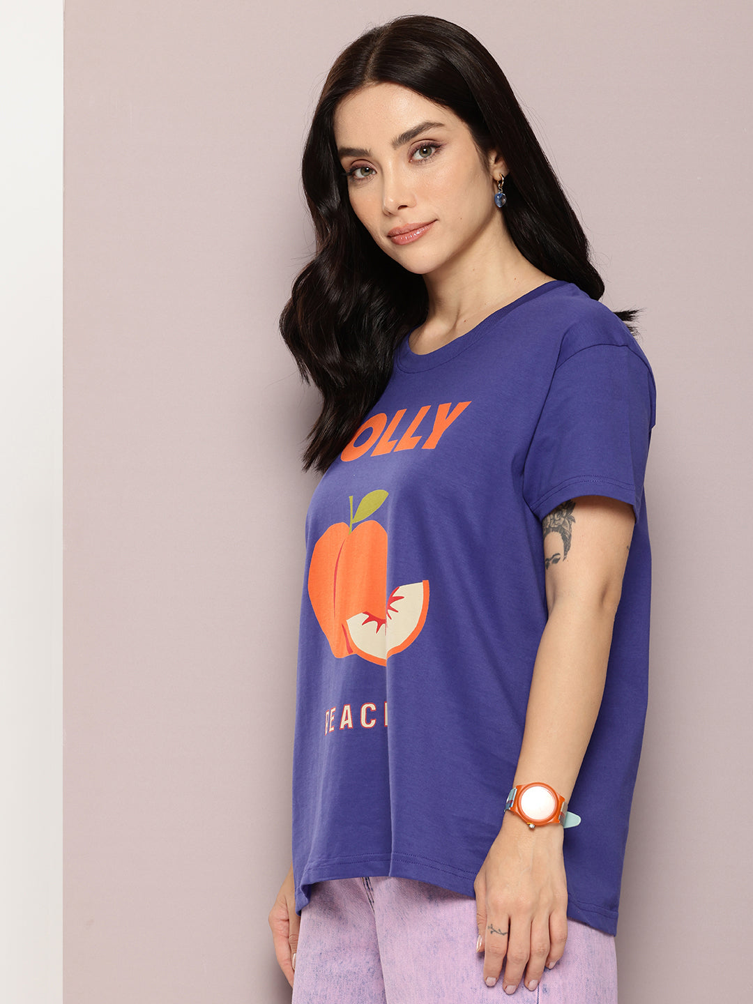 Womens Half Sleeve Round Neck Printed Boxy Fit Tshirts