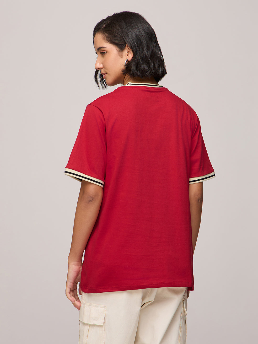 Womens Printed Oversized Fit Cotton T-Shirt