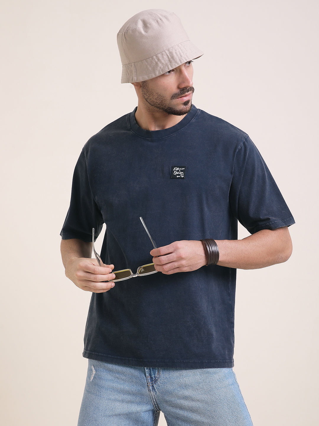 Mens Half Sleeve Round Neck Back Printed Oversized Fit Tshirts