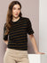 Womens Half Sleeve Round Neck Striped Oversized Fit Tshirts