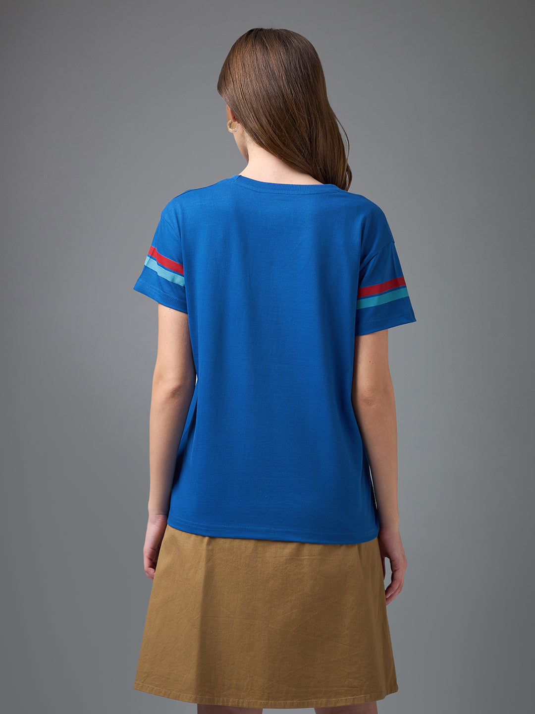 Womens Printed Round Neck Boxy Fit Tshirt