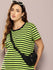 Womens Half Sleeve Round Neck All-Over Striped Boxy Fit Tshirts