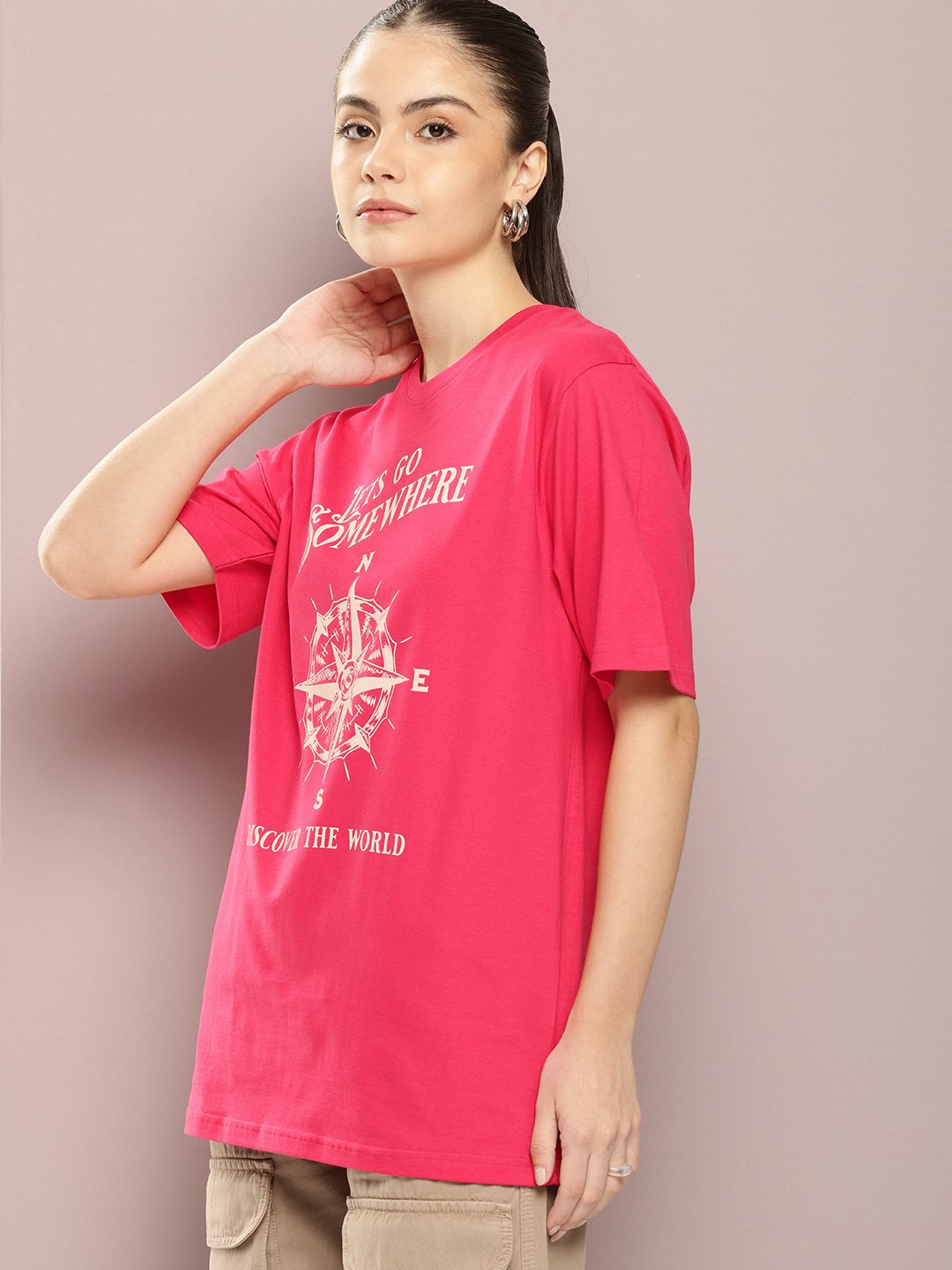 Womens Half Sleeve Round Neck Oversized Fit T-Shirts