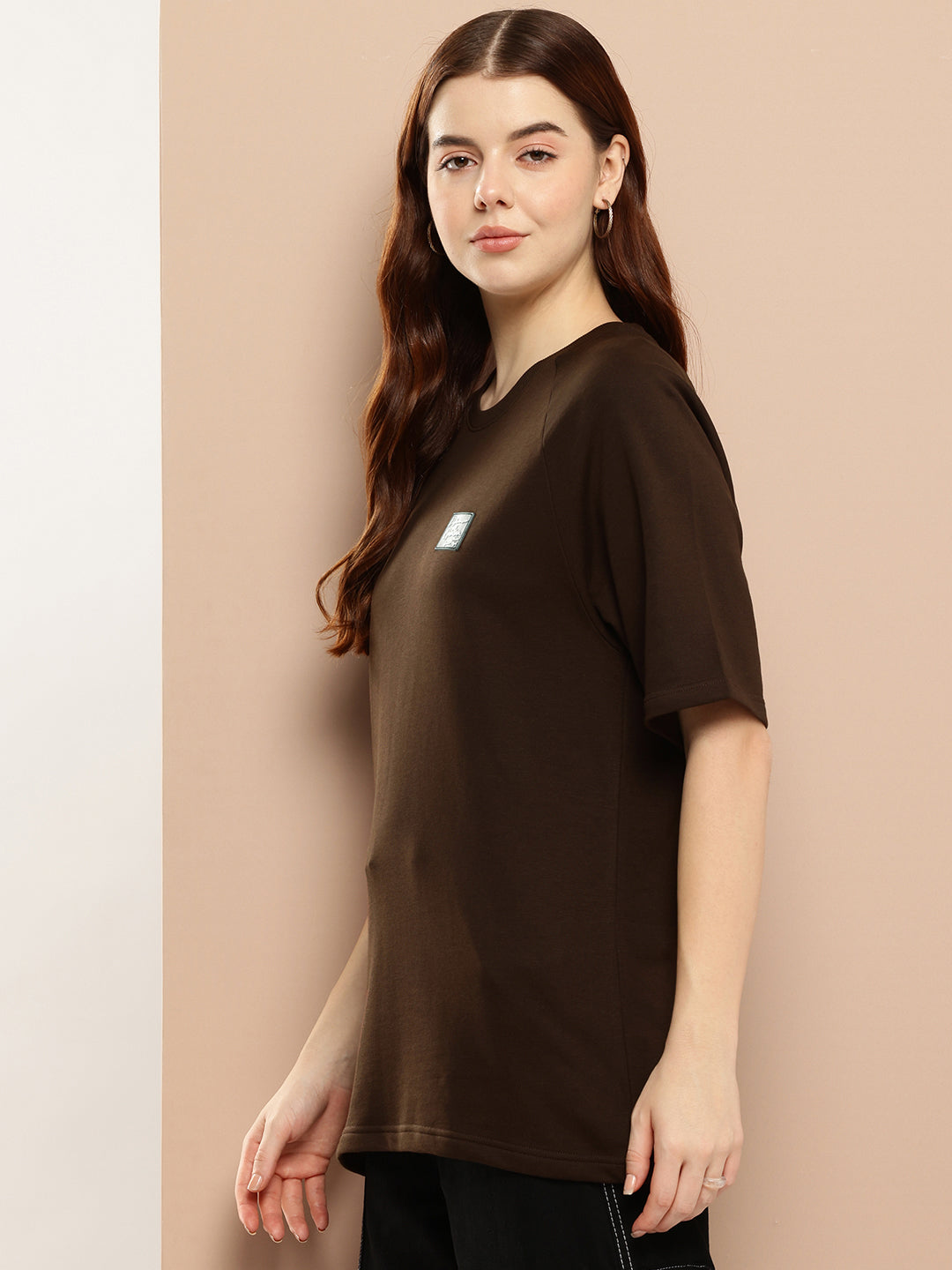 Womens Half Sleeve Round Neck Solid Oversized Fit Tshirts