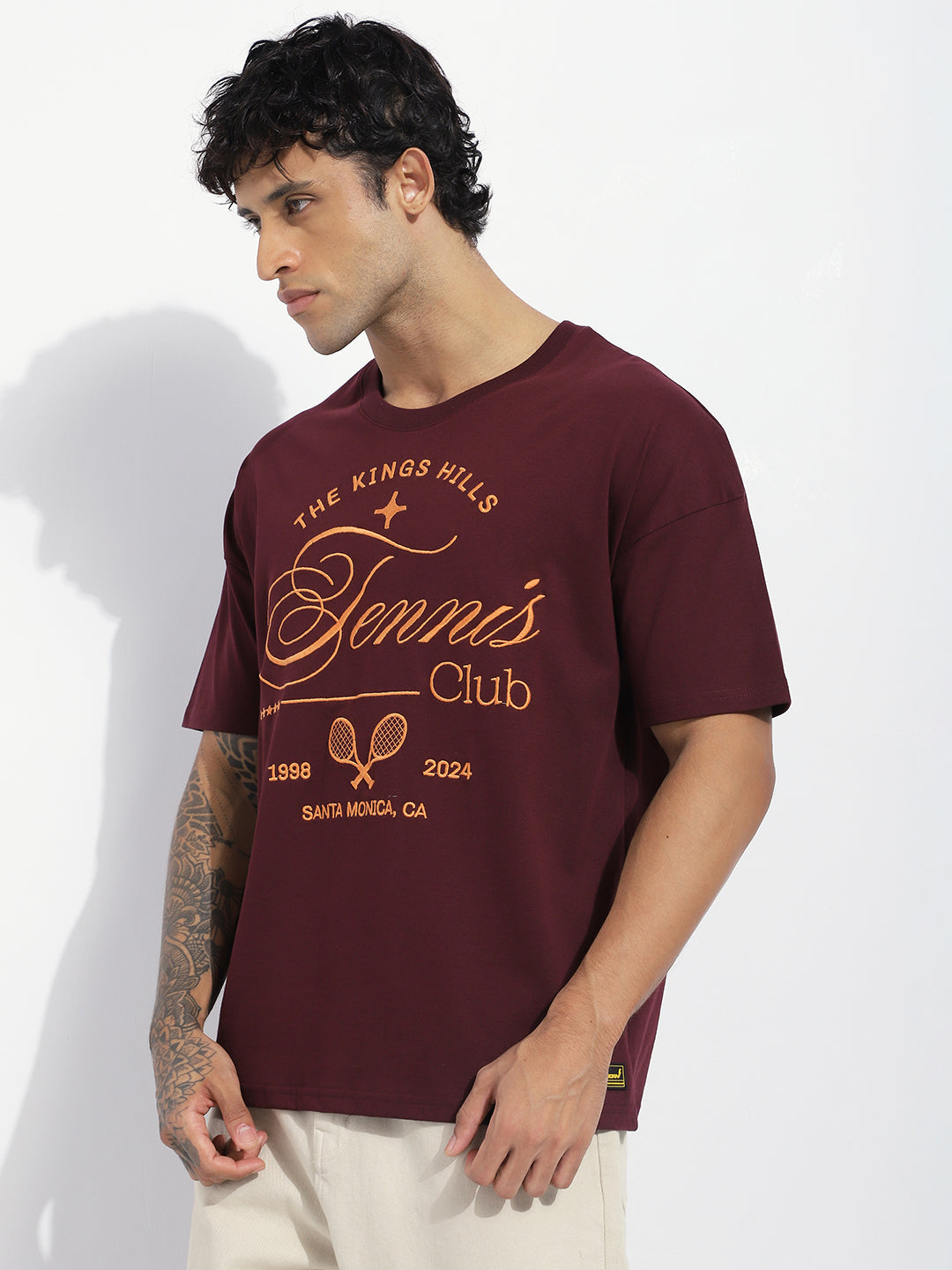 Mens Half Sleeve Drop Shoulder Printed Oversized Fit T-Shirts