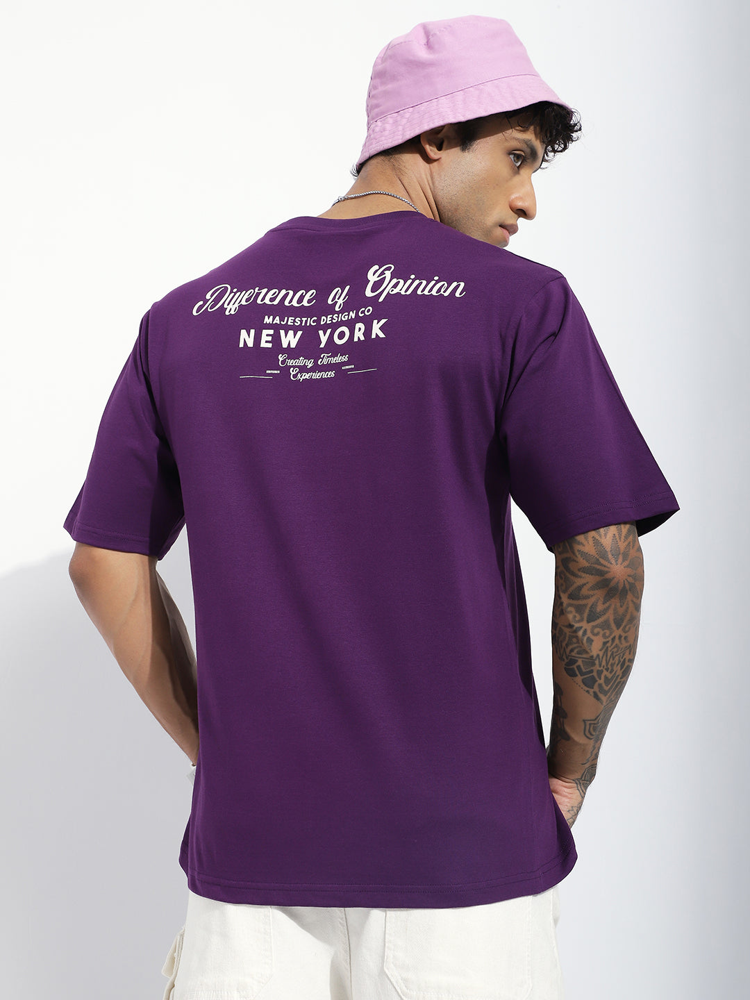 Mens Half Sleeve Round Neck Back Striped Oversized Fit Tshirts