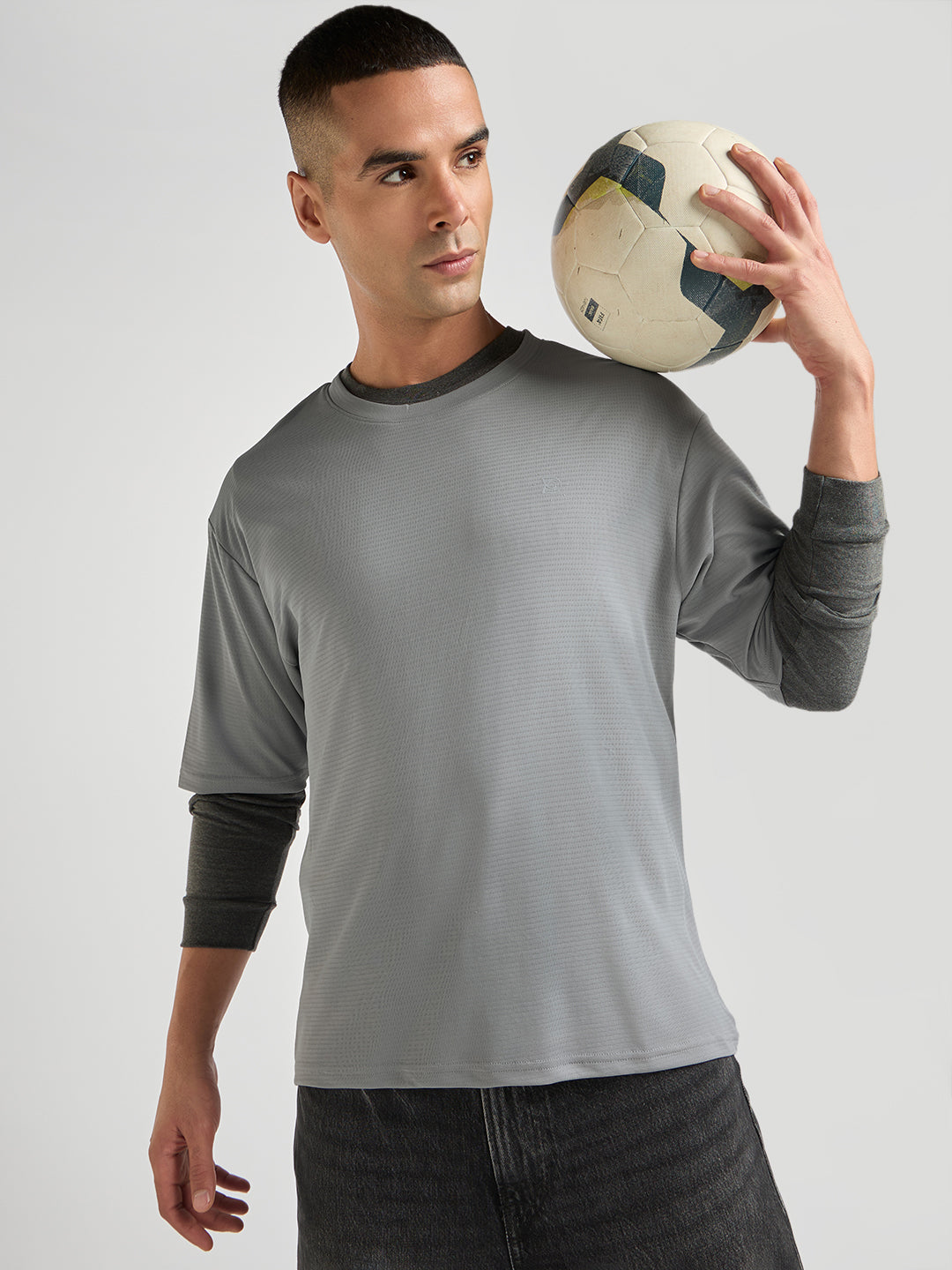 Mens Solid Oversized Half Sleeve Round Neck Polyester Tshirt