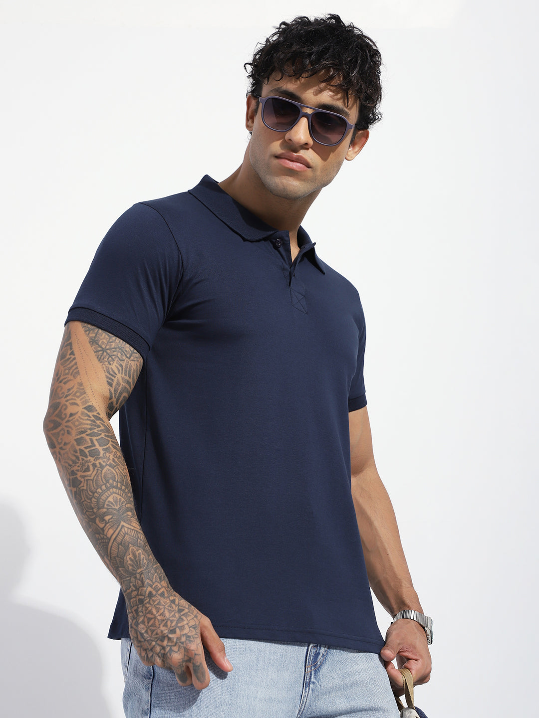 Mens Half Sleeve Polo Neck Solid Regular Fit Tshirts