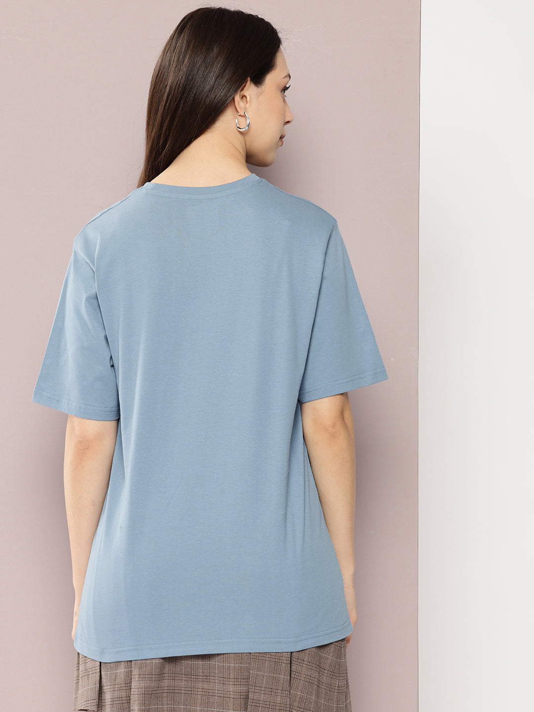 Womens Half Sleeve Round Neck Solid Oversized Fit Tshirts