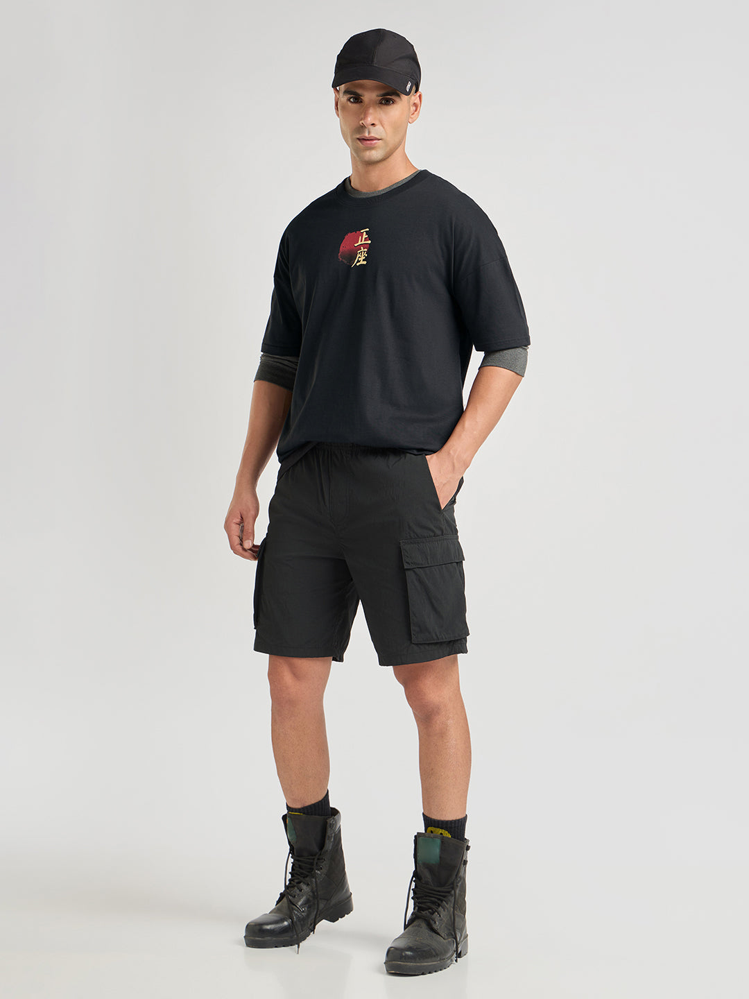 Mens Printed Oversized Half Sleeve Round Neck Tshirt