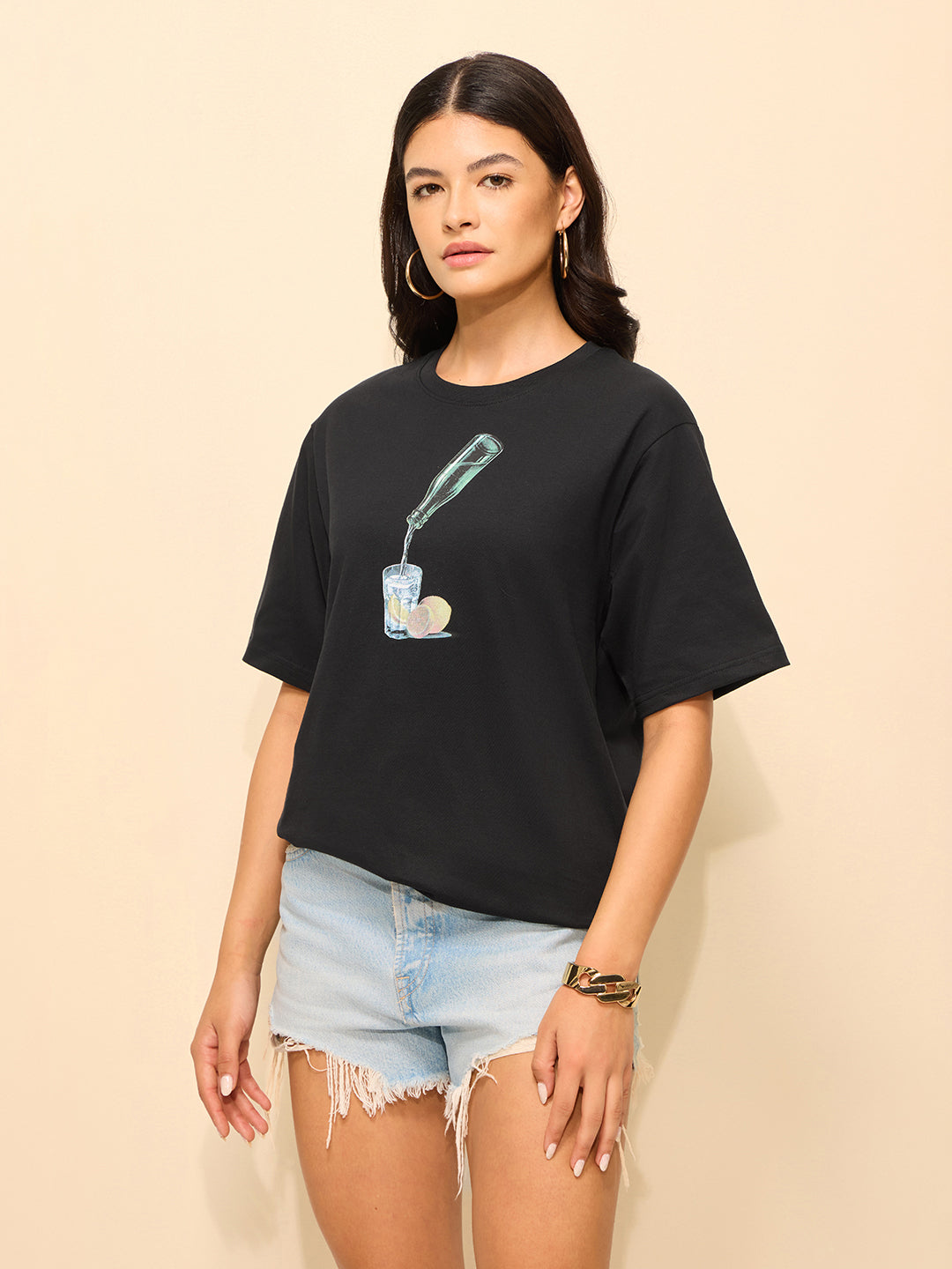 Womens Printed Oversized Cotton T-Shirt