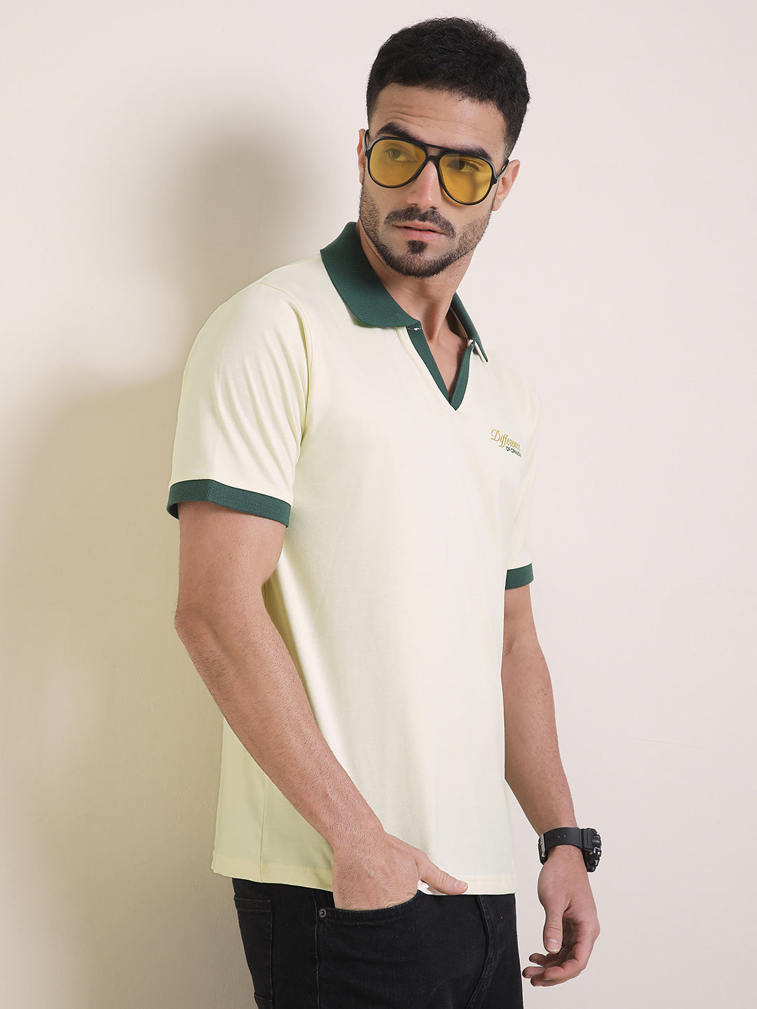 Mens Half Sleeve Polo Neck Back Printed Relaxed Fit Tshirts