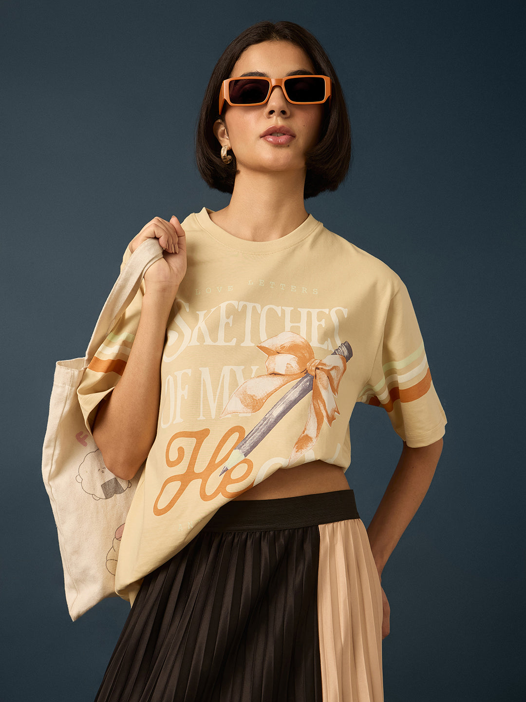 Womens Short Sleeve Printed Oversized Fit Tshirt 