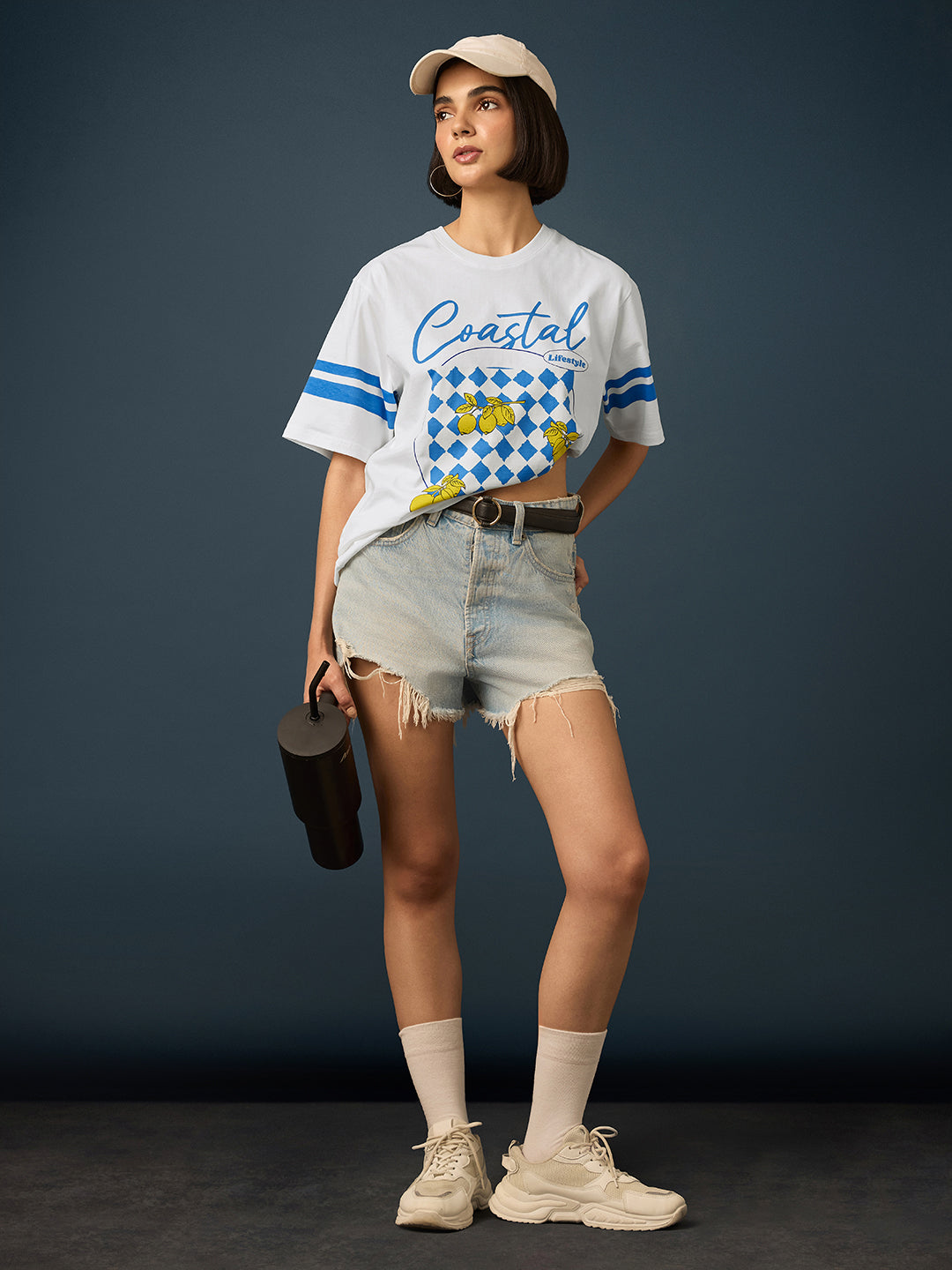 Womens Short Sleeve Printed Oversized Fit Tshirt 