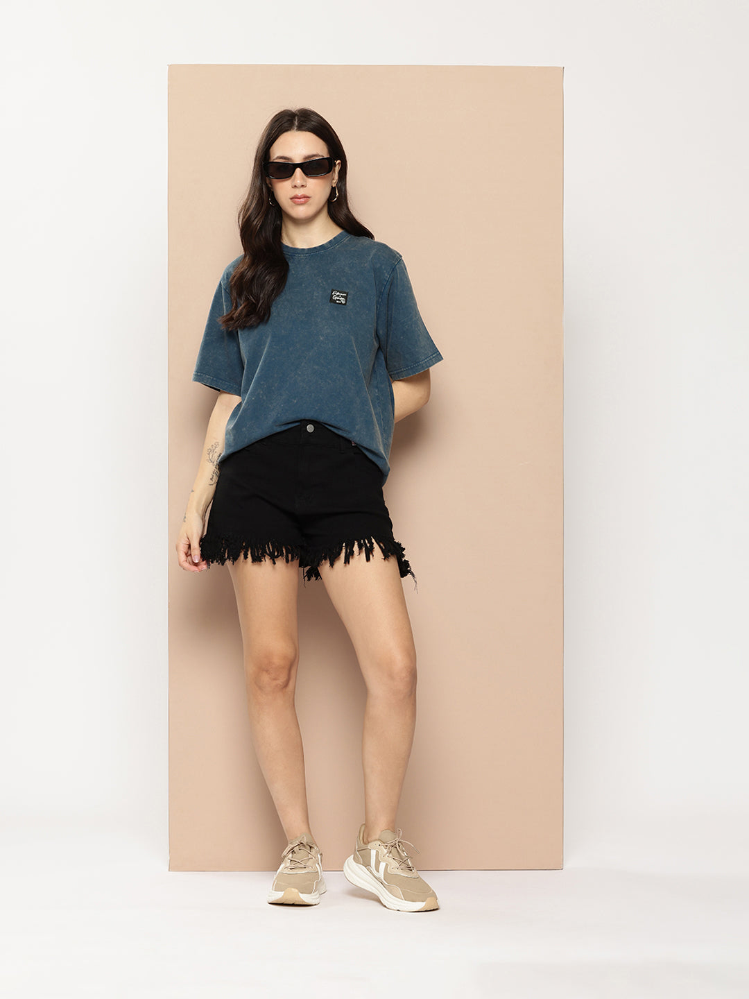Womens Half Sleeve Round Neck Back Printed Oversized Fit Tshirts