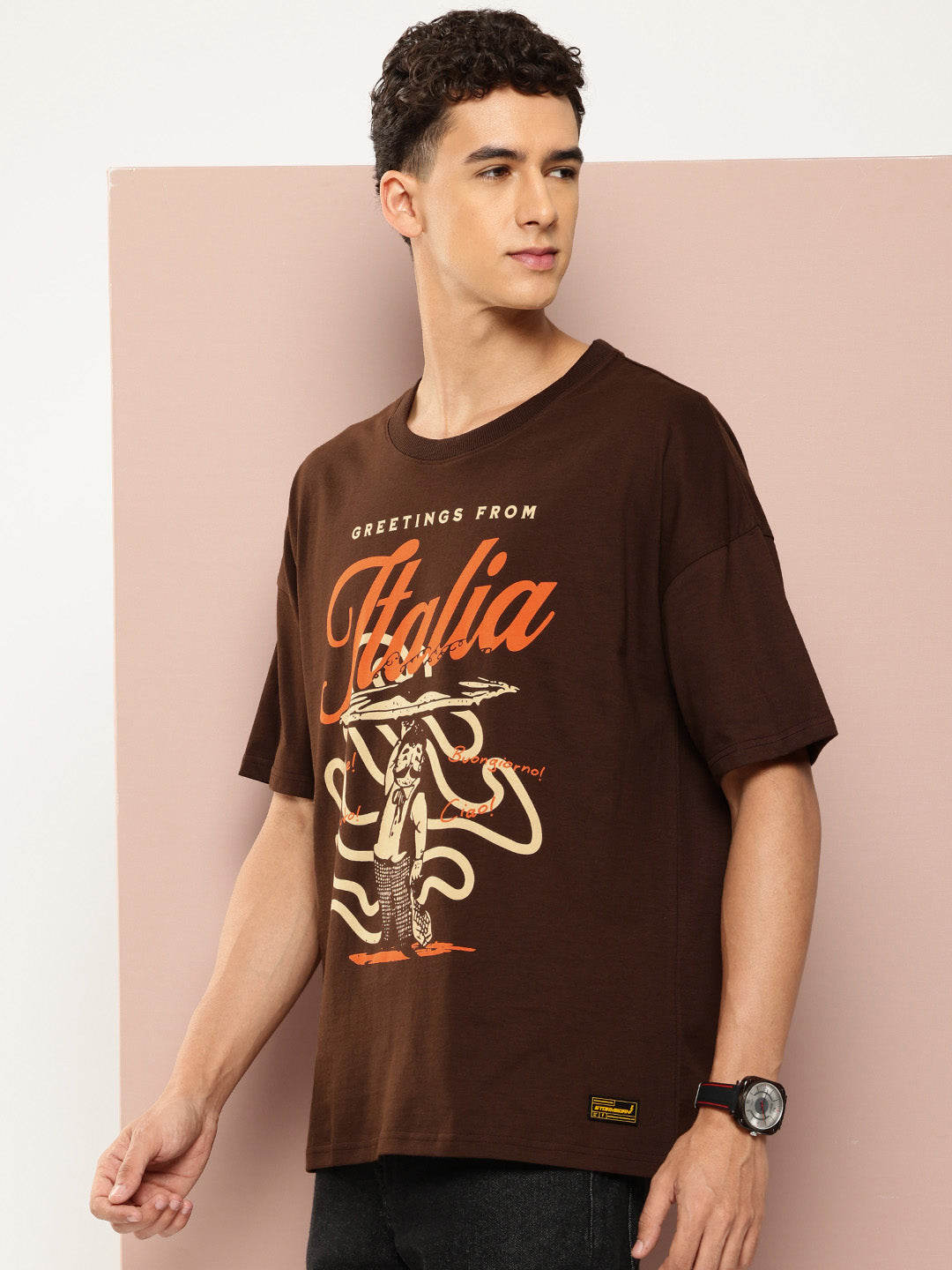 Mens Half Sleeve Drop Shoulder Printed Oversized Fit T-Shirts