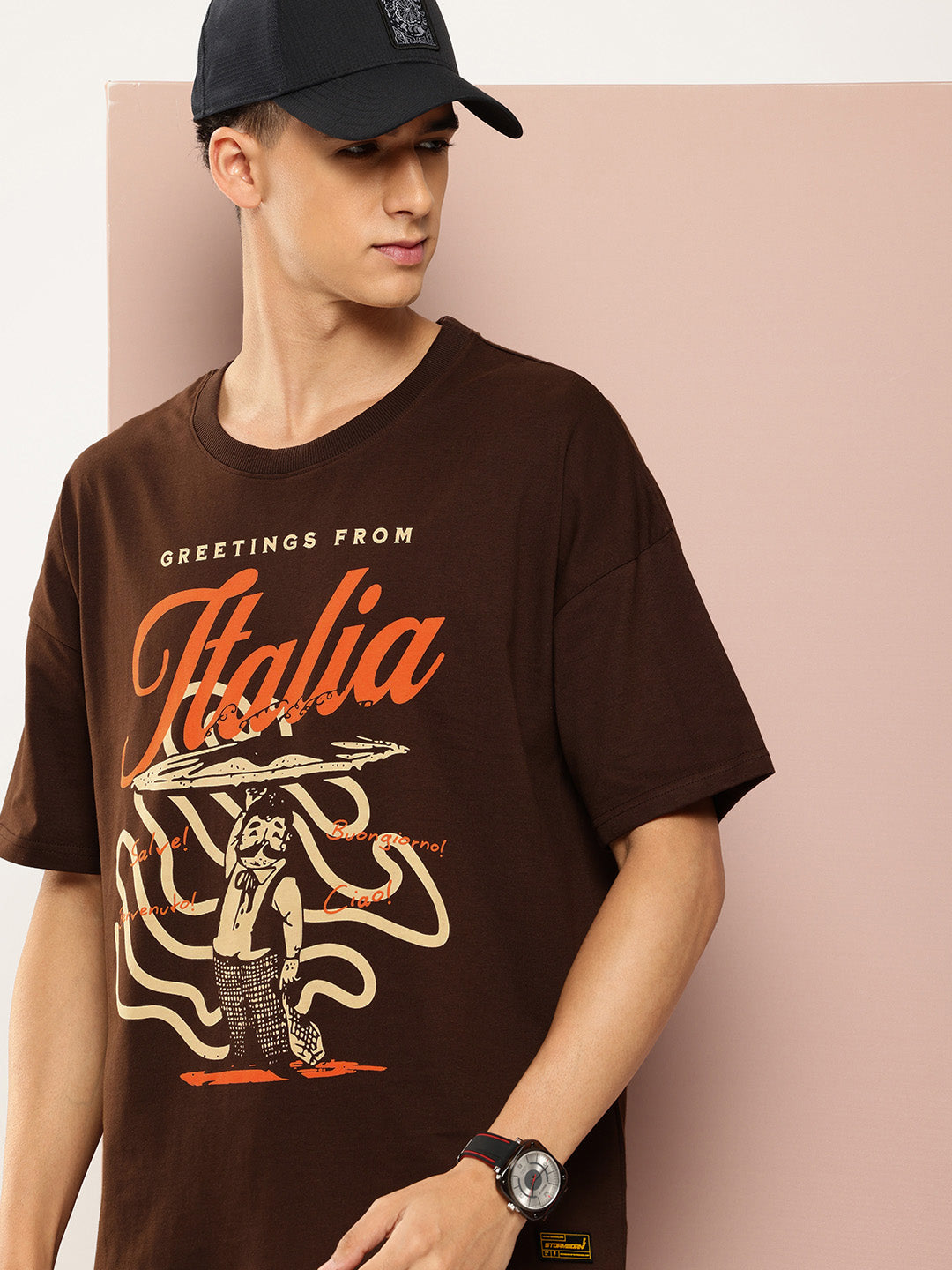 Mens Half Sleeve Drop Shoulder Printed Oversized Fit T-Shirts